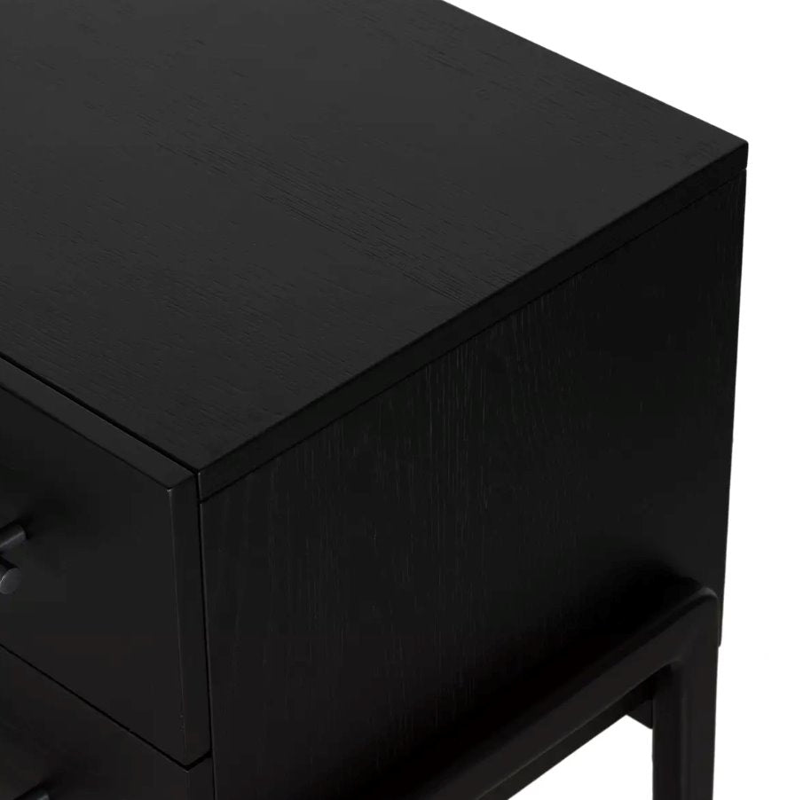 Rosedale Nightstand in Ebony Oak Veneer: Tabletop Corner View
