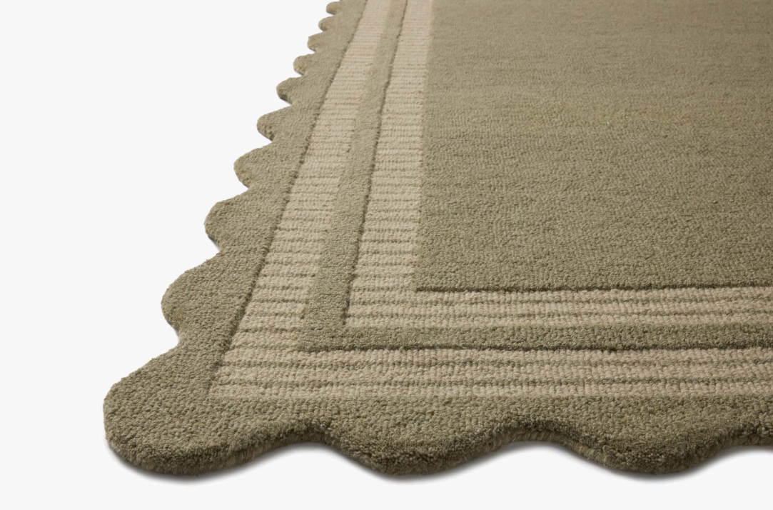 Chris Loves Julia X Loloi Scottie Rug in Olive/Pebble: Product Pile Height View
