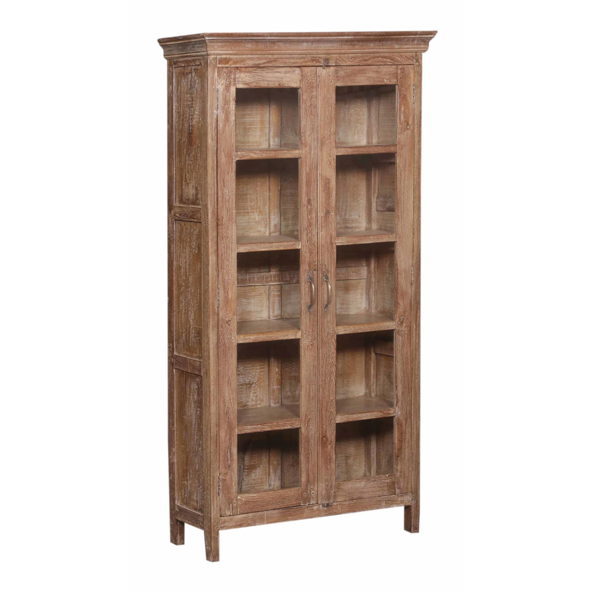 Teak Wood Cabinet with Glass-Style D: Product View