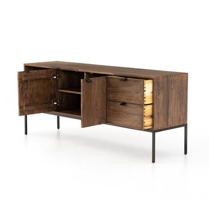 Trey Media Console-Auburn Poplar: Open Storage Product View