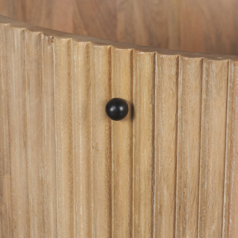 Terra Round Fluted Coffee Table-Light Brown Wood: Product Details View