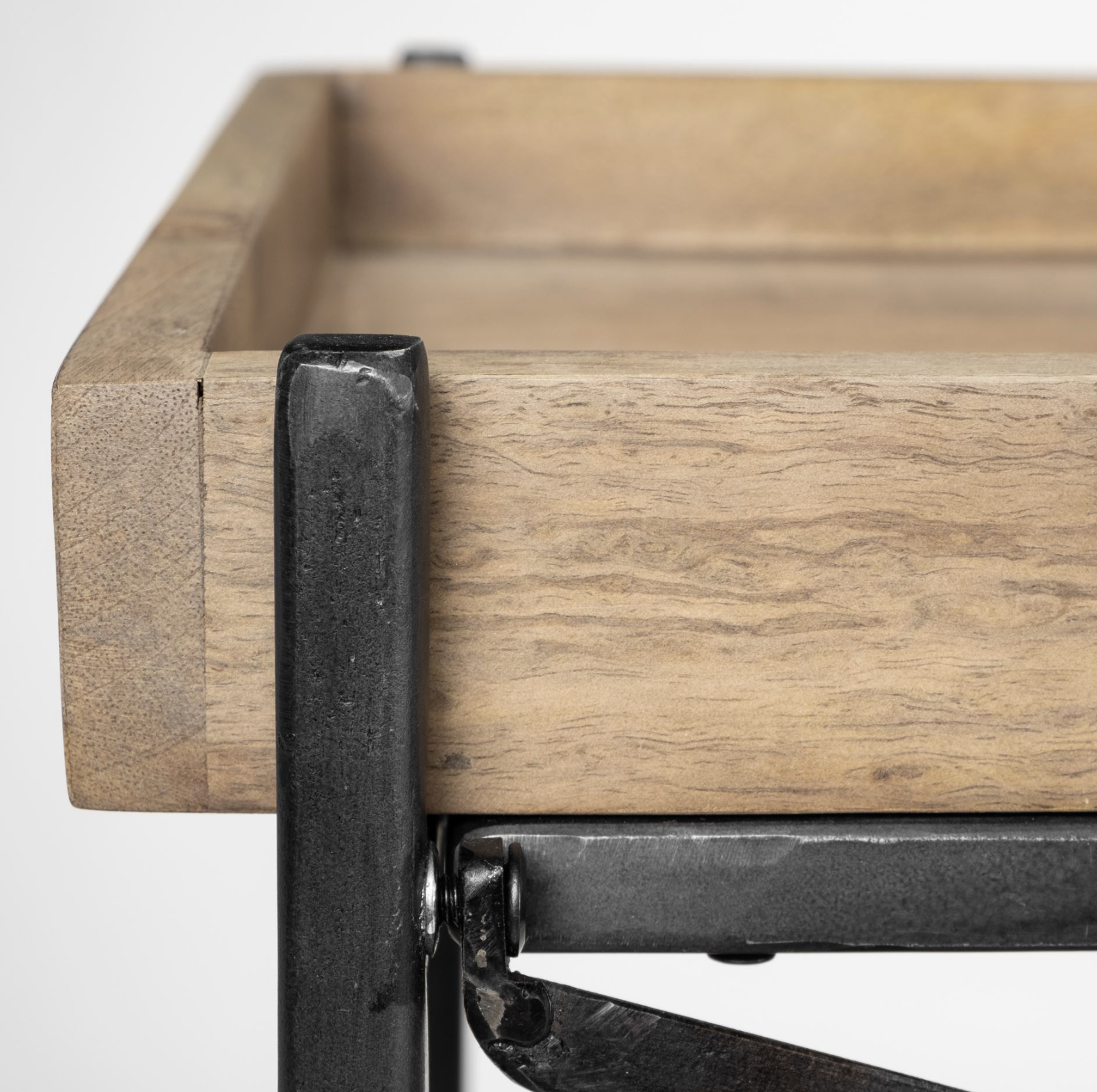 Trey I Console Table: Close-Up Iron Frame View