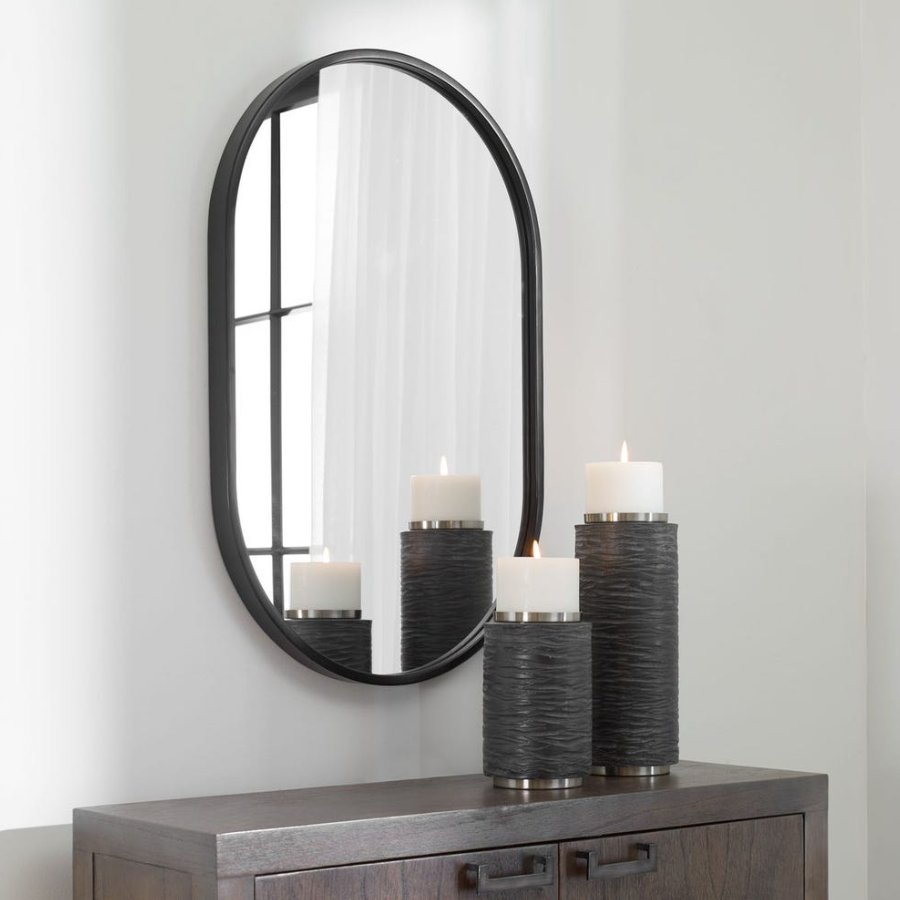 Varina Oval Mirror-Black: Product Style View