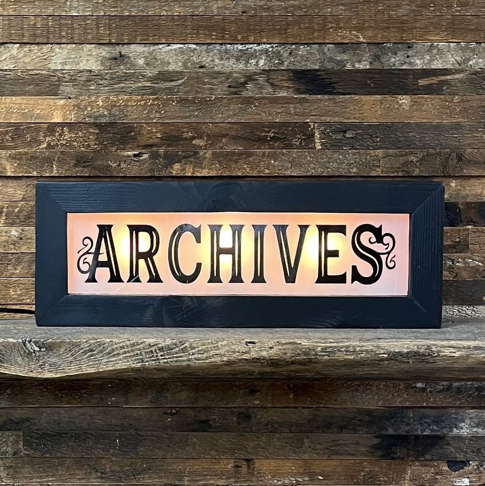 Vintage Style Light Up Archives Sign | Library Home Decor | City Home