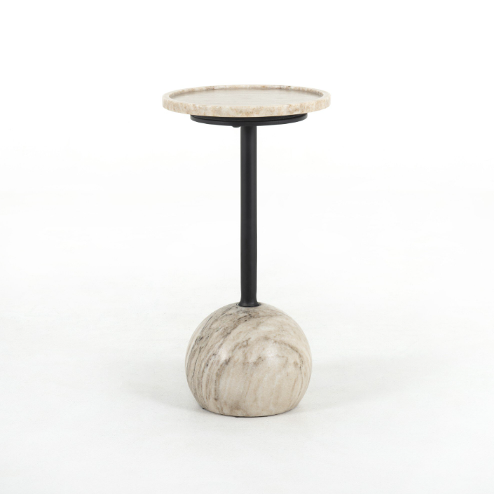 Viola Accent Table-Antique White Marble: Product View