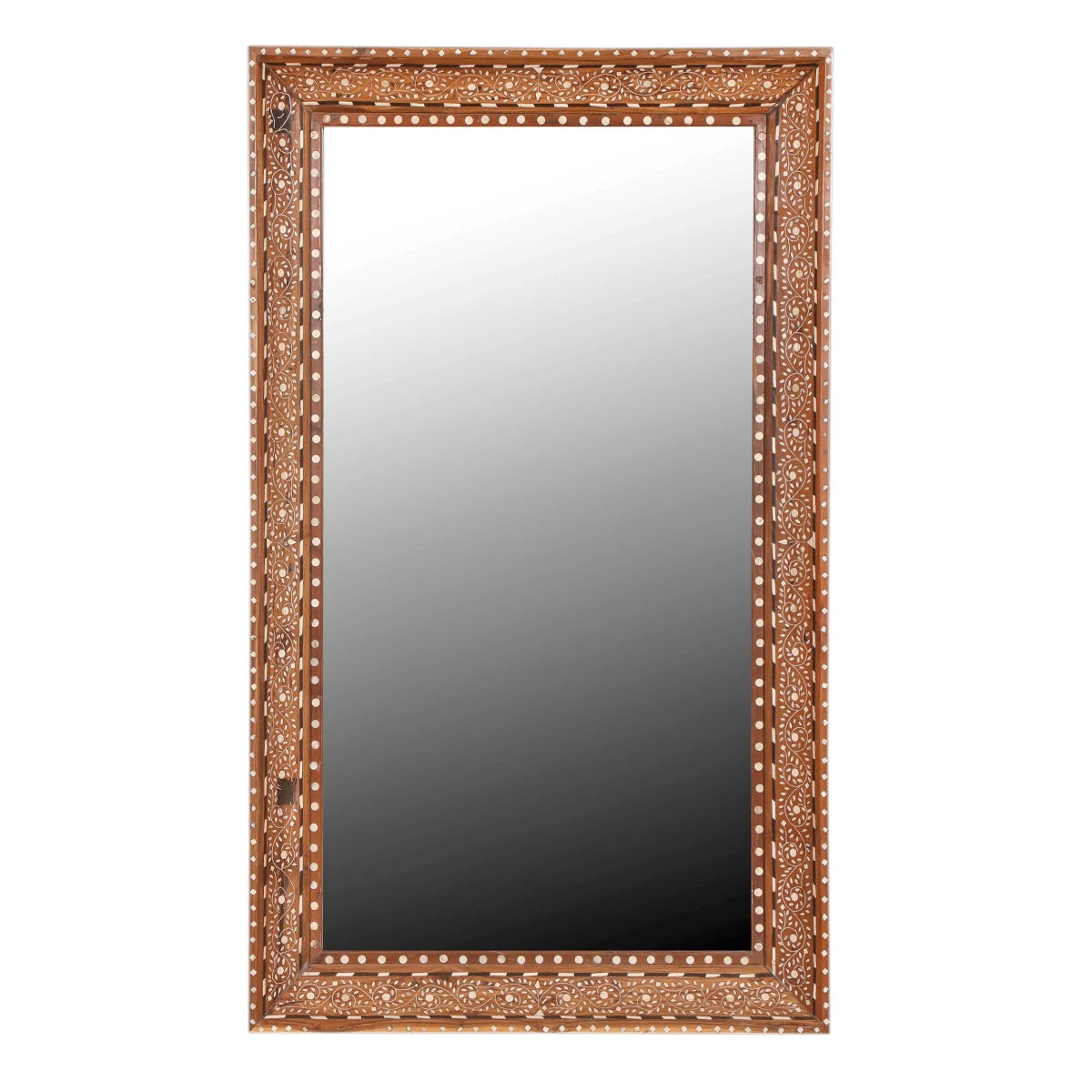 Wooden Frame Mirror with Bone Work: Available at City Home PDX