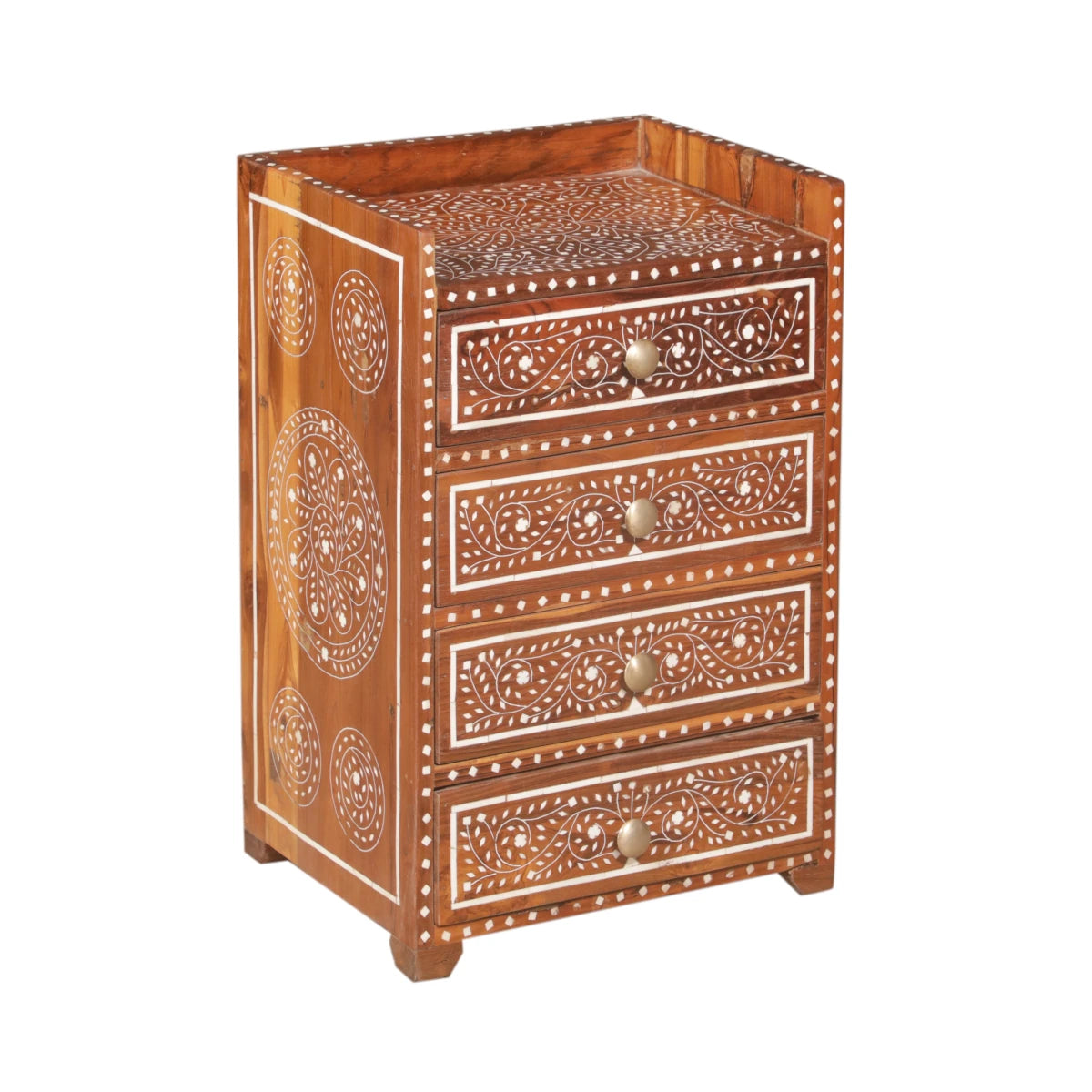 Teak Chest of Drawers with Bone Inlay-Style Two: Product View
