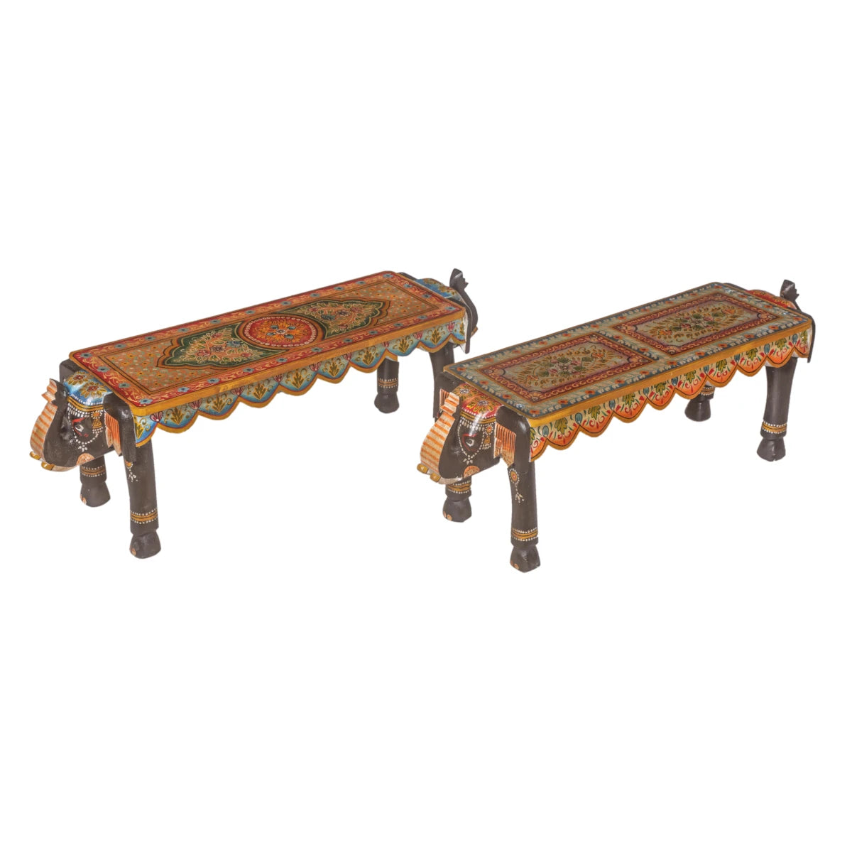 Handmade Teak Bench with Animal Head-Style D: Product View
