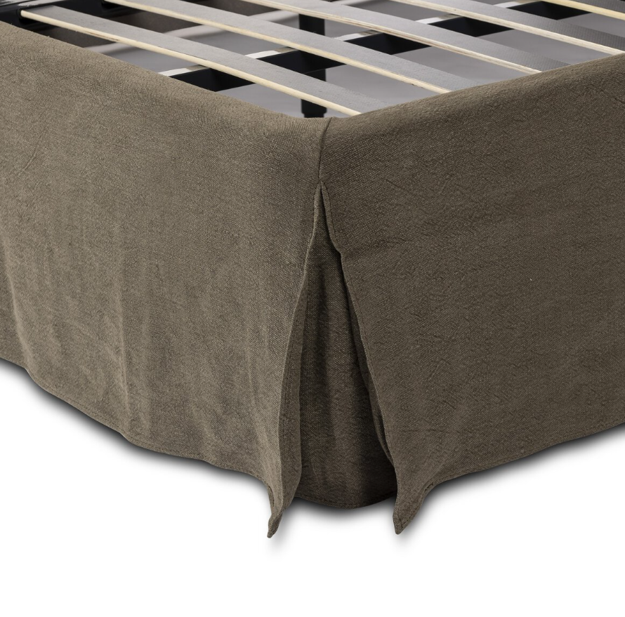 Amber Lewis X Four Hands Wyndham Queen Bed: 2nd Kick Pleat Product Detail View