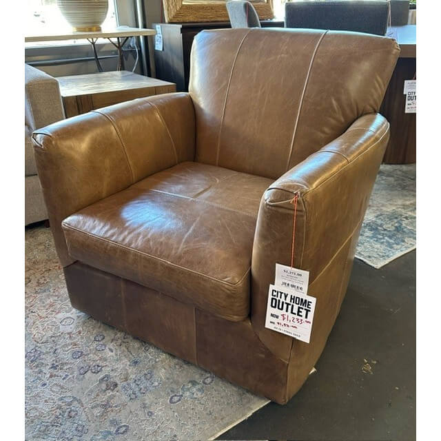 Final Sale - Artemis Leather Swivel Accent Chair