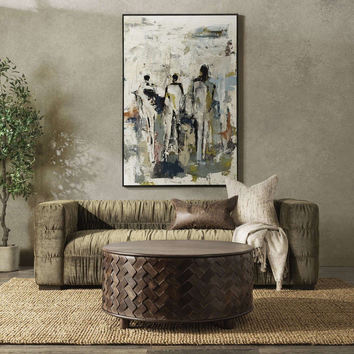 Afeela Sofa - styled with a coffee table and artwork