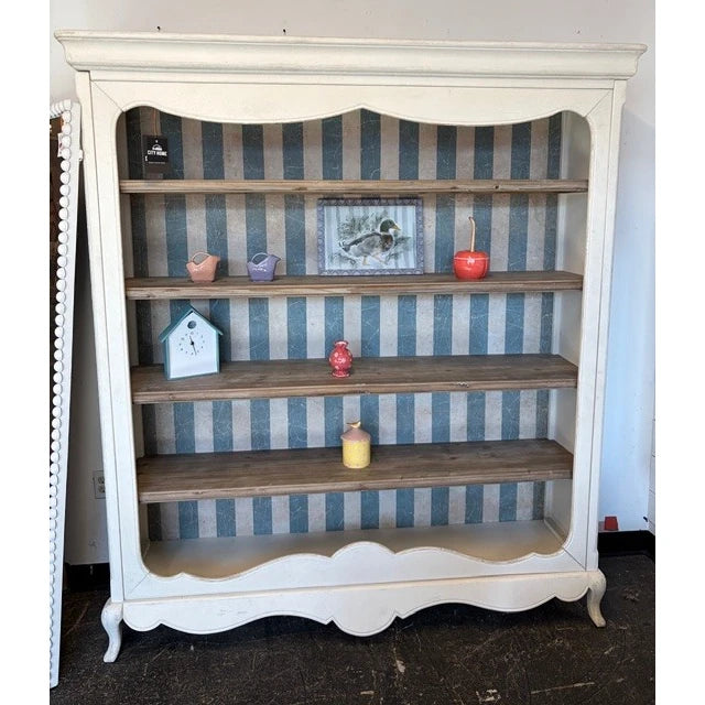 Tall Whitewash Hutch with Stripes - shop unique furniture at the City Home Outlet