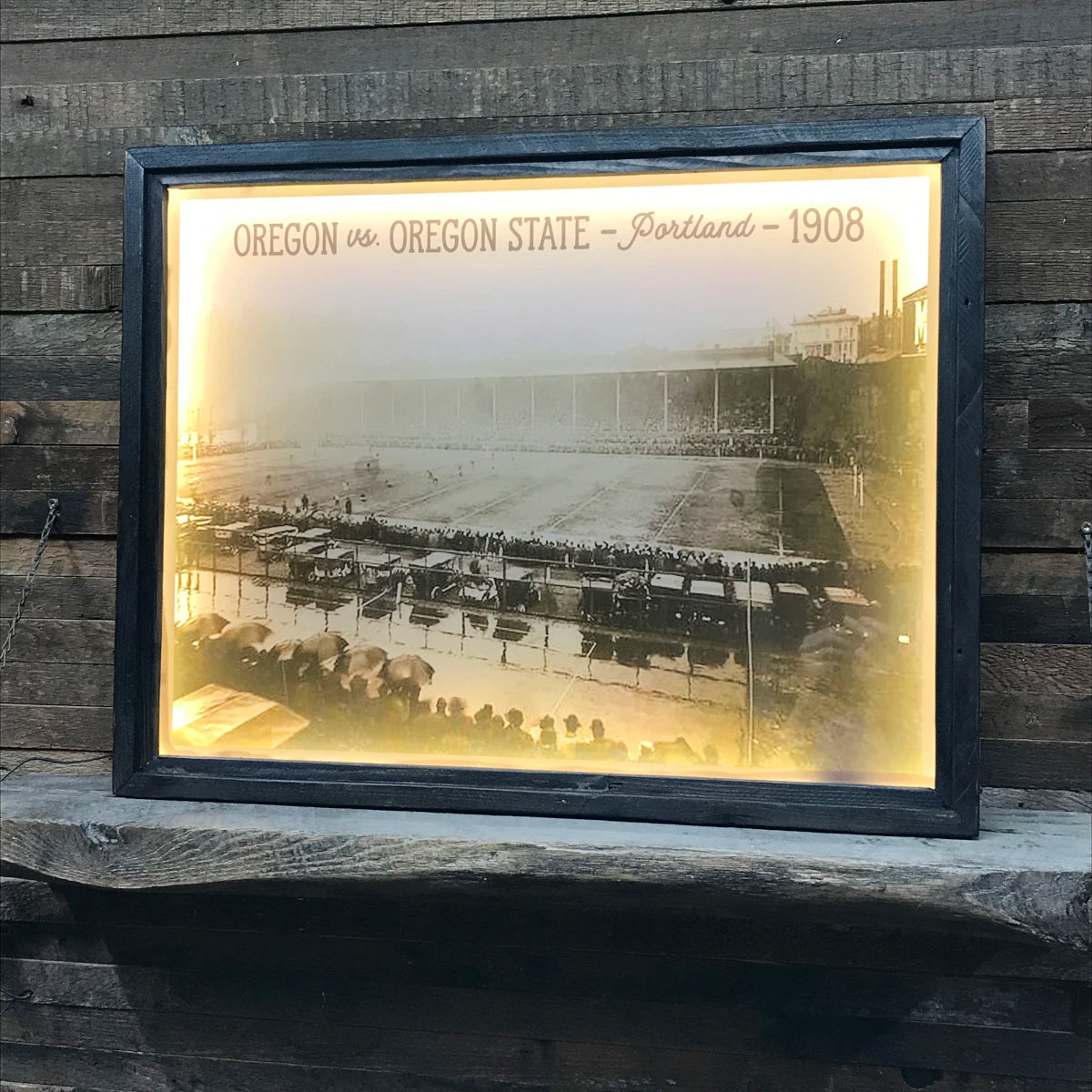 Oregon vs Oregon State Back Lit Frame - featuring a photo of the 1908 game - lit