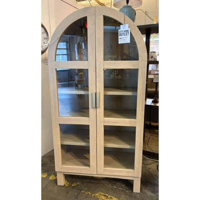 Natural Wood Arch Cabinet - shop storage at the City Home Outlet