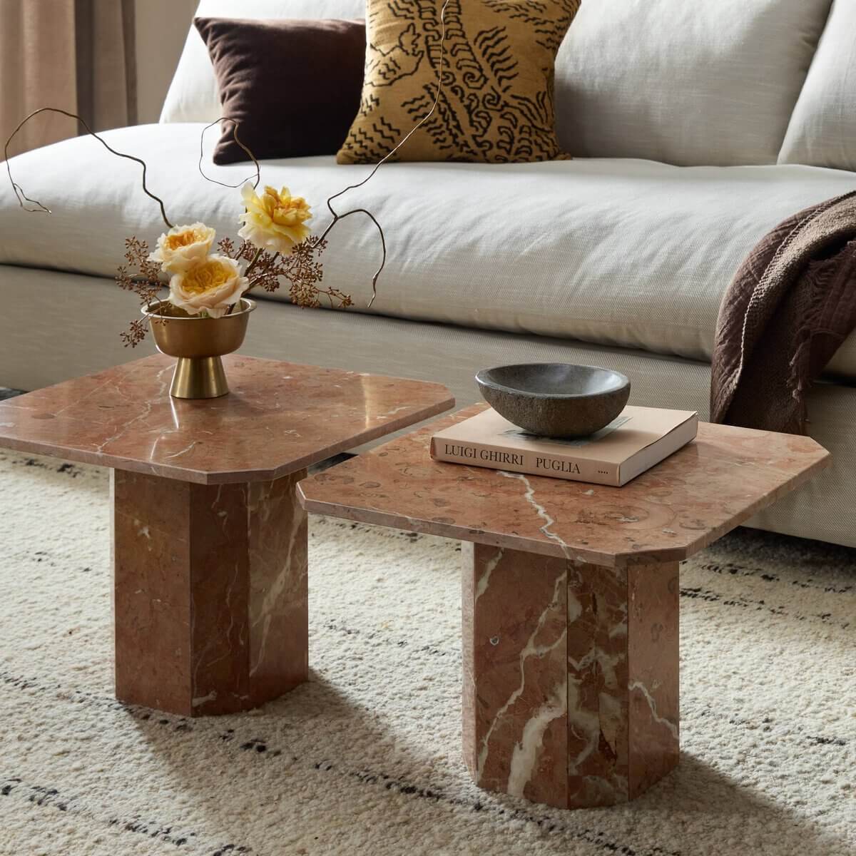 Edina Coffee Table Set - styled with books and a vase