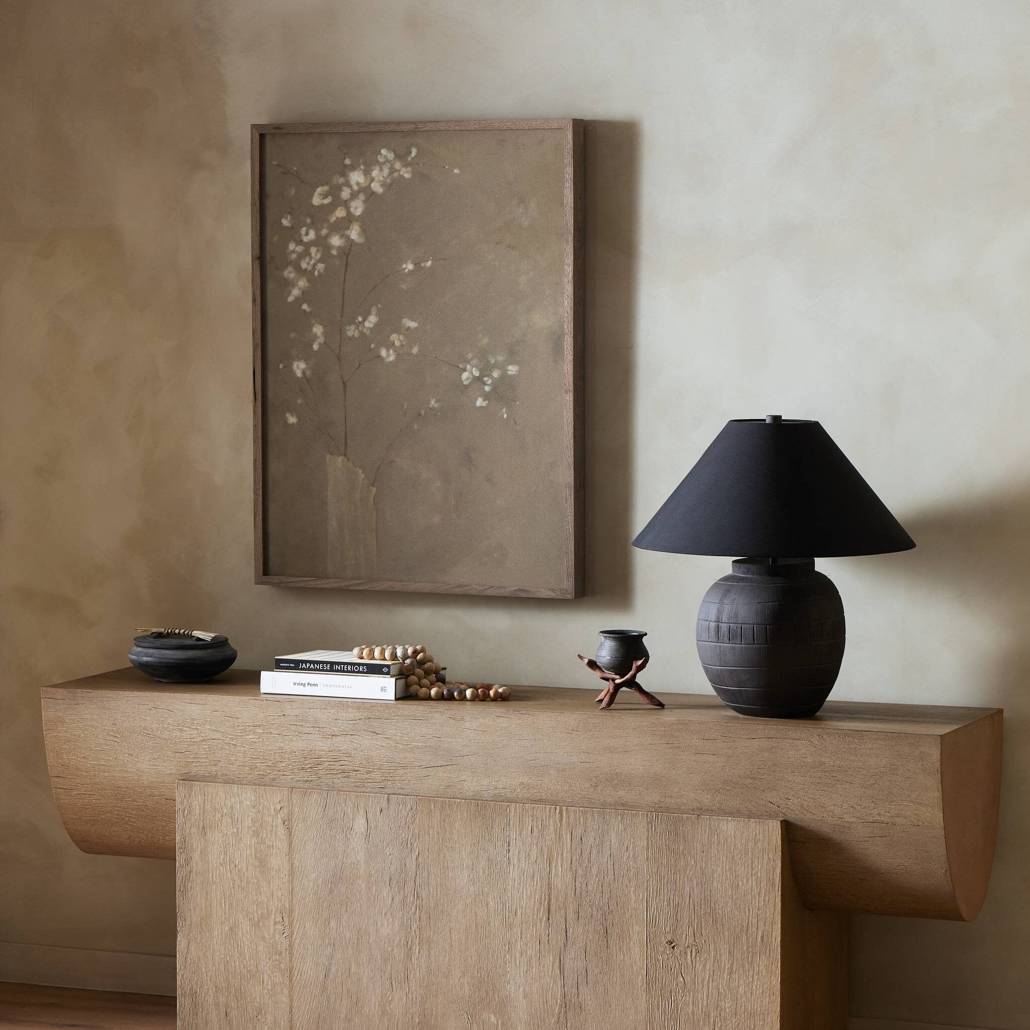 Sakura by Jess Engle Wall Art - styled with a console table and lamp
