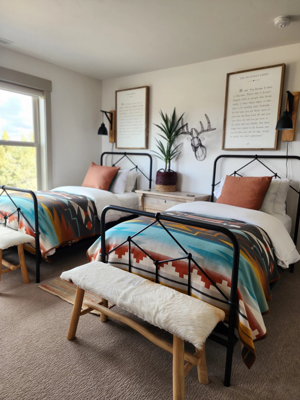 Twin Casey beds with Pendleton blankets from City Home Bend.