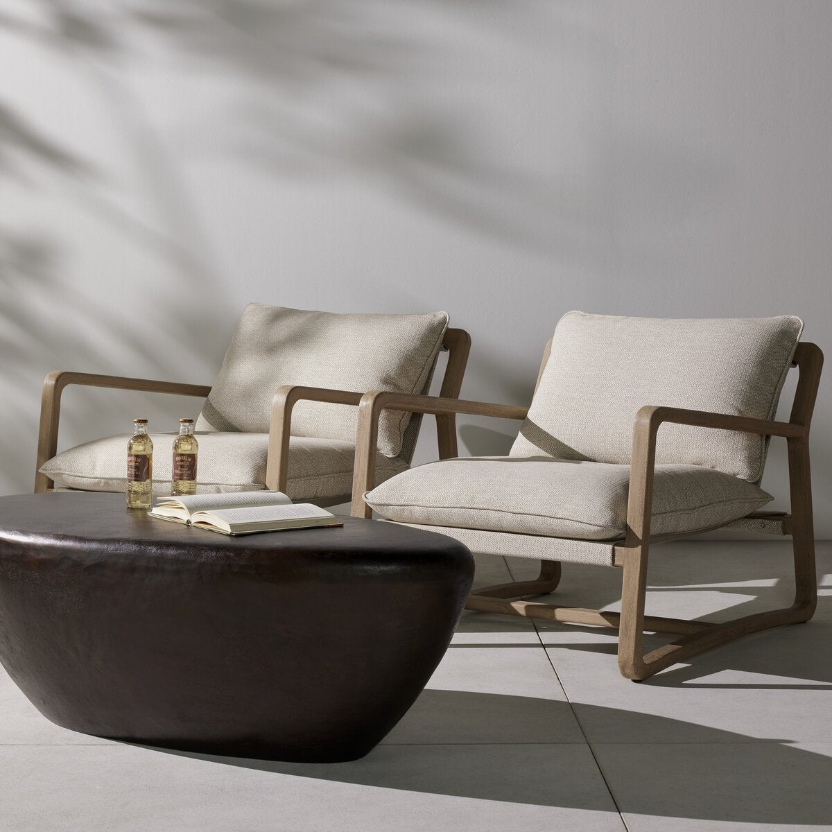 Lane Outdoor Chair - styled with a low outdoor coffee table