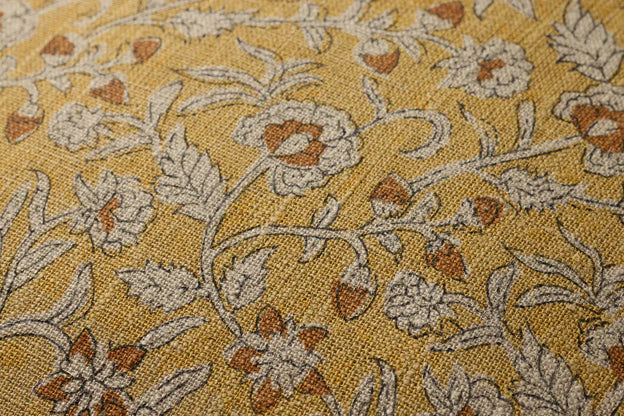 Indian Block Print Linen Pillow in gold - swatch