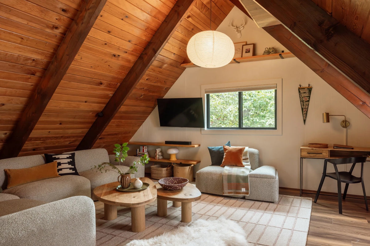 Pacifica 8 Piece Sectional - shown styled in a cabin