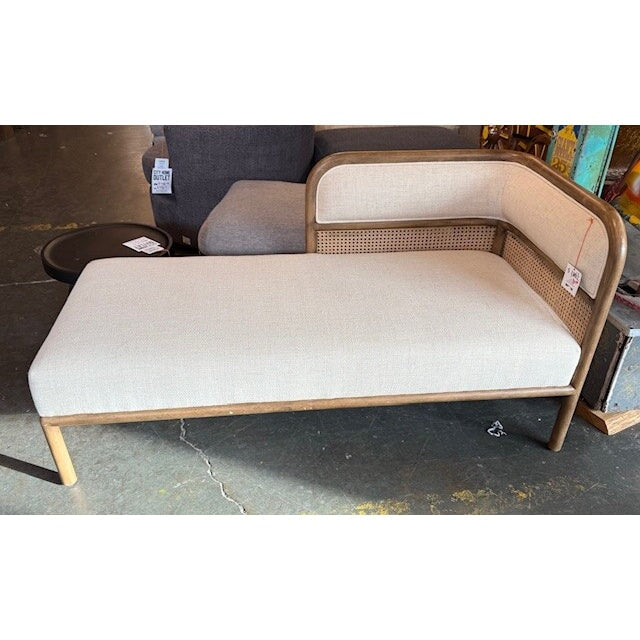 Rattan Framed Chaise in Cream - shop discount furniture at the City Home Outlet