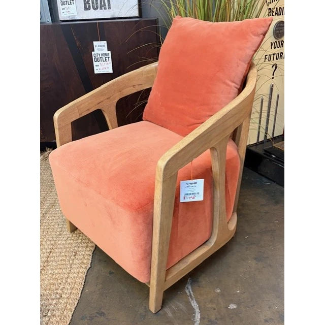 Modern Accent Chair in Salmon Velvet - available at the City Home Outlet