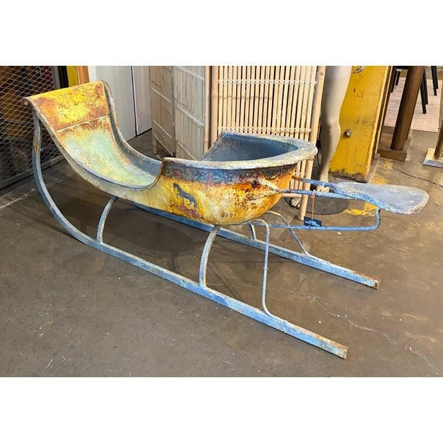 Vintage Metal Sleigh - side view