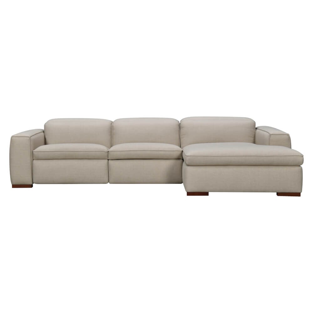 Westwood Reclining Sofa in Broderick Oat - shown in the right-hand facing configuration