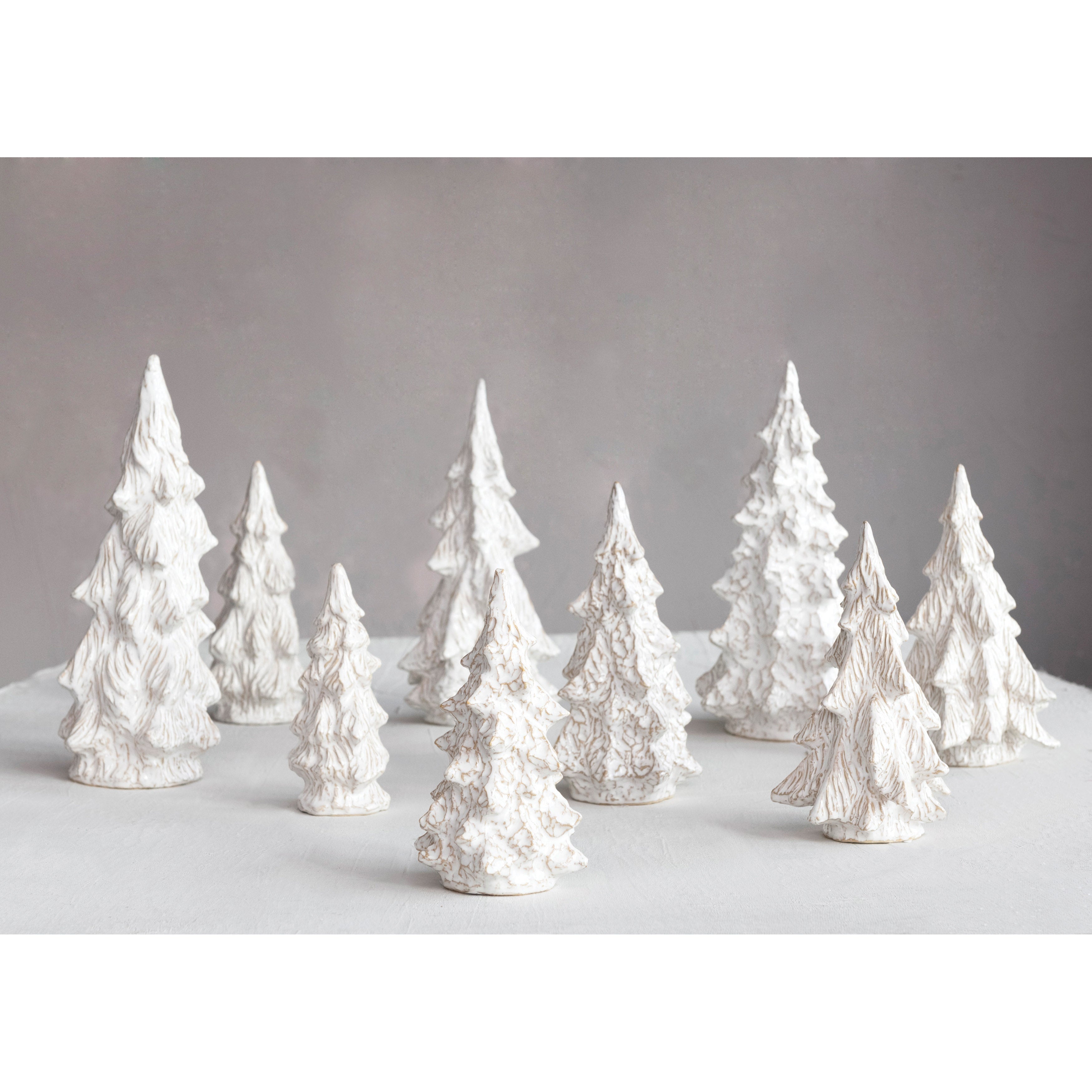 Stoneware Tree, Reactive Glaze, White, 3 Styles (Each One Will Vary)