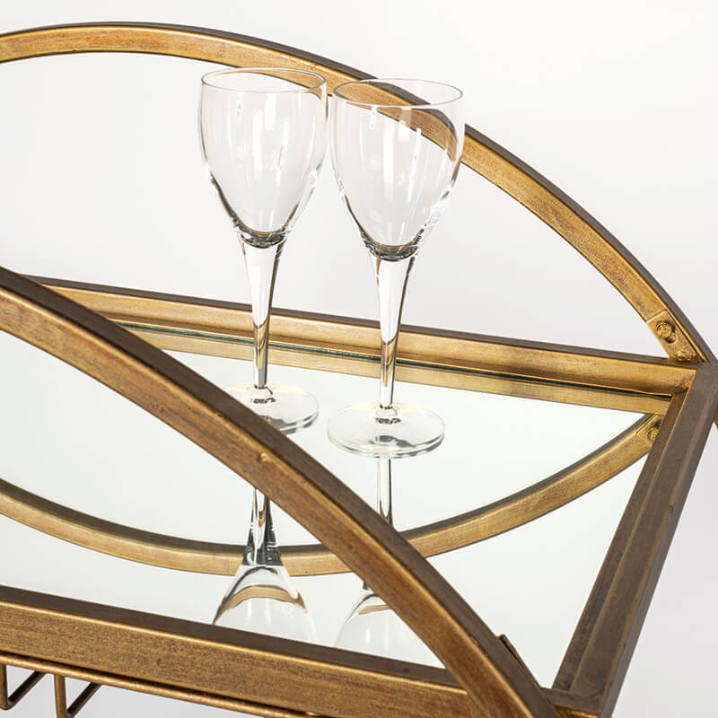 Carola Bar Cart - close up with wine glasses