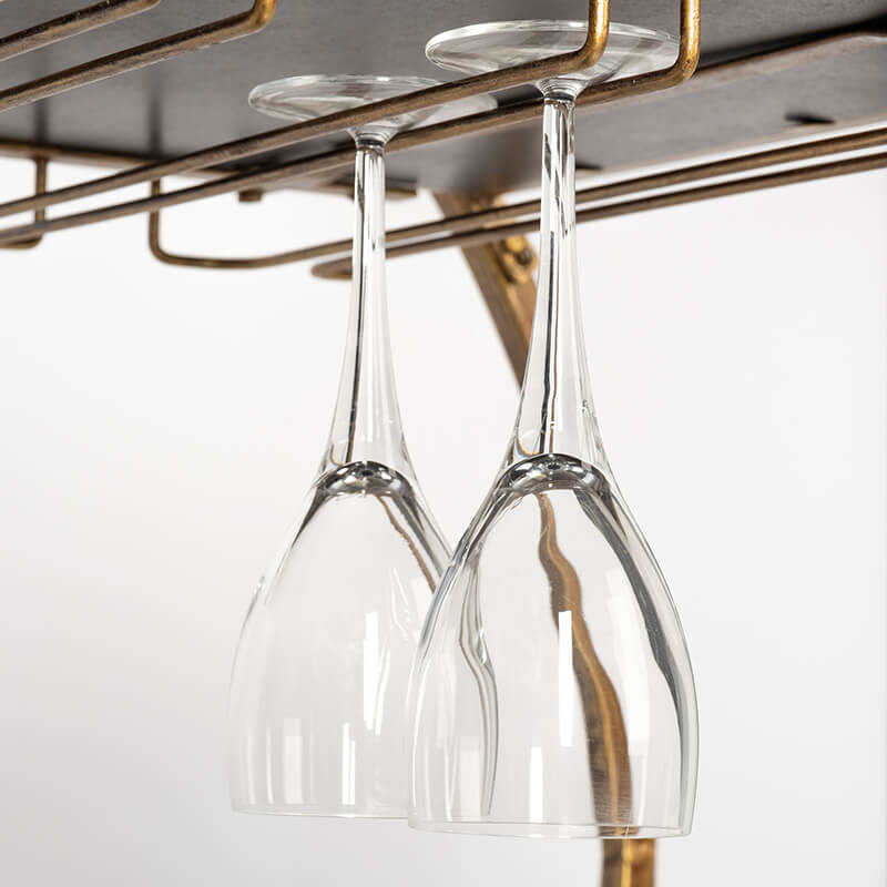 Carola Bar Cart - detail view of stemware rack