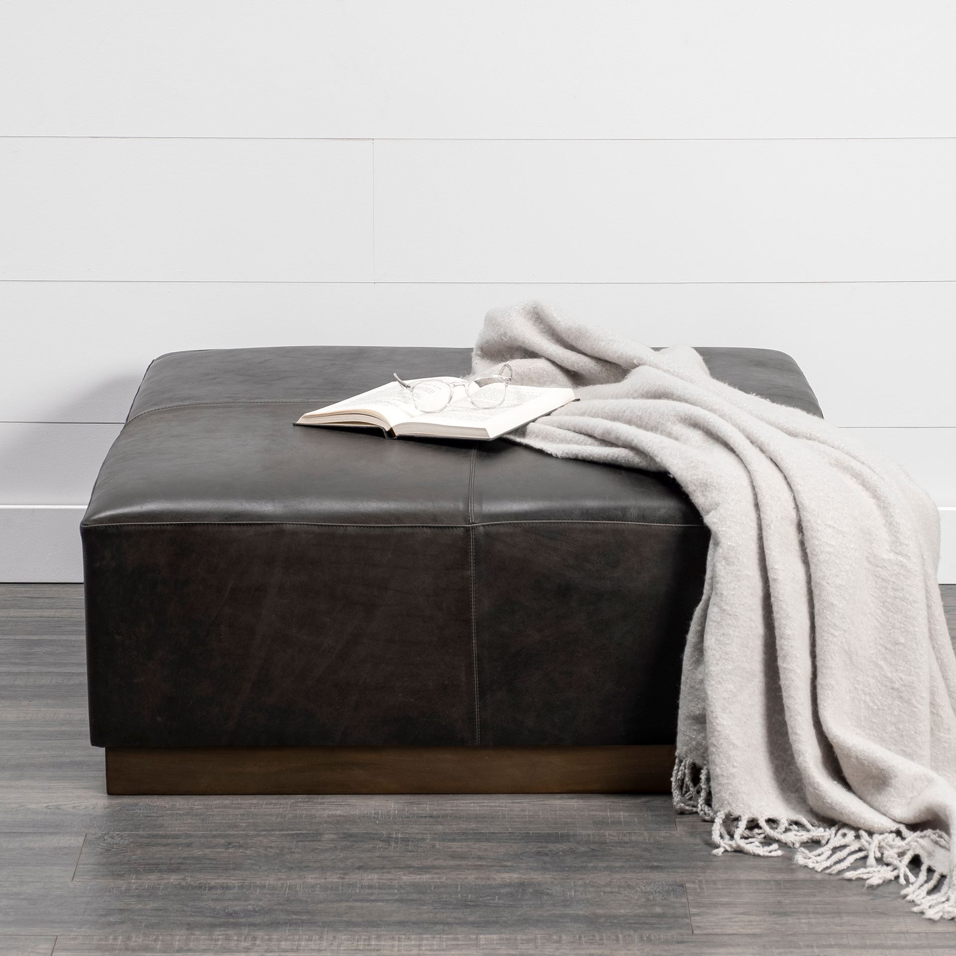Minara Leather Ottoman - 2 Styles - Mercana