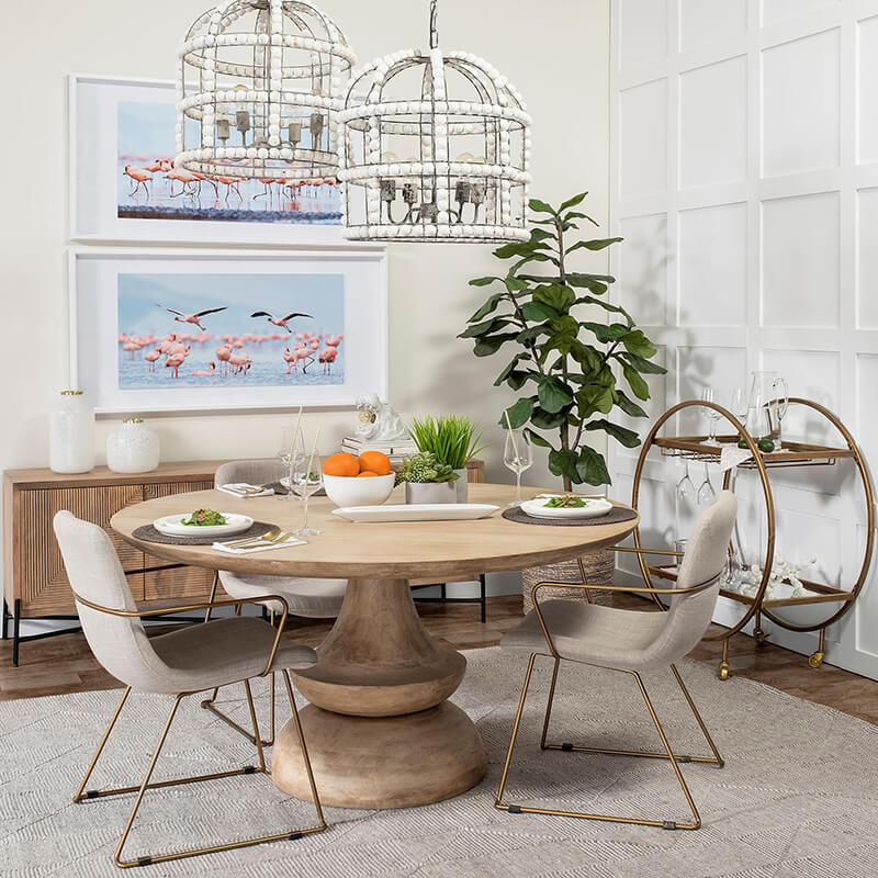 Carola Bar Cart - styled in an eclectic dining room