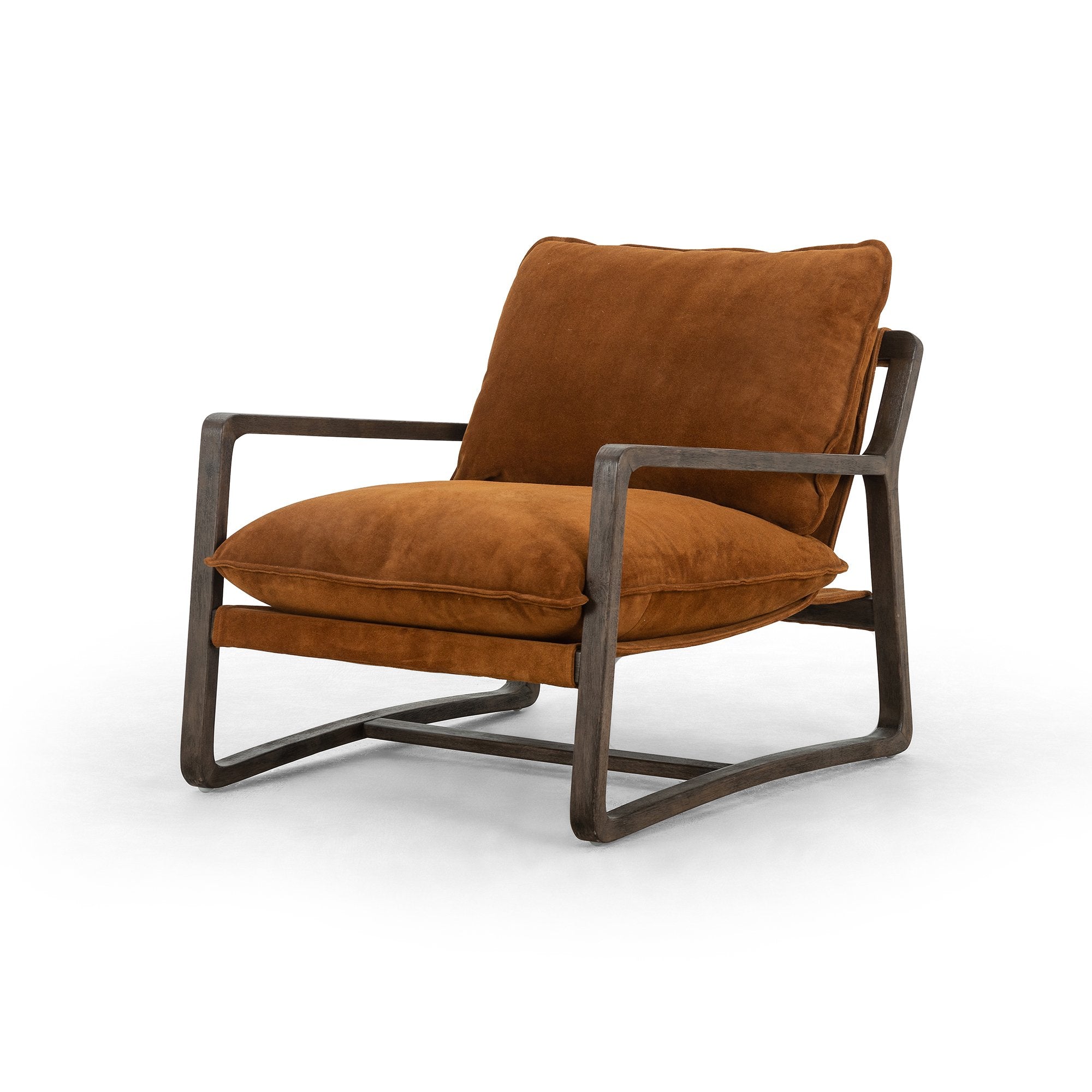 Ace Chair | Modern Suede Living Room Wood Armchair