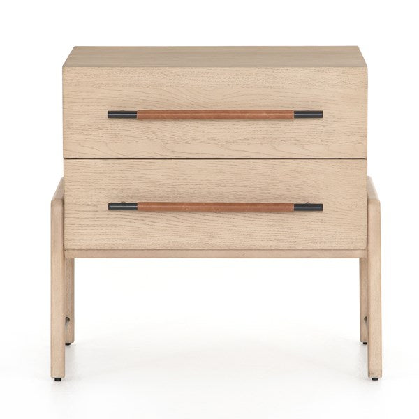 ROSEDALE NIGHTSTAND | 2 DRAWER WHITE OAK BEDSIDE TABLE | FOUR HANDS