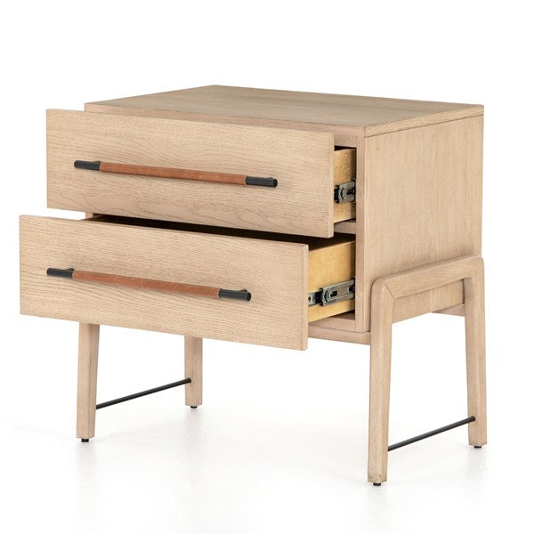 ROSEDALE NIGHTSTAND | 2 DRAWER WHITE OAK BEDSIDE TABLE | FOUR HANDS