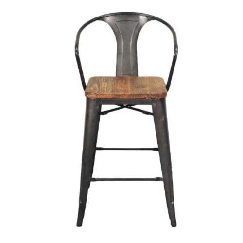 Metropolis Wood Seat High Back Stool
