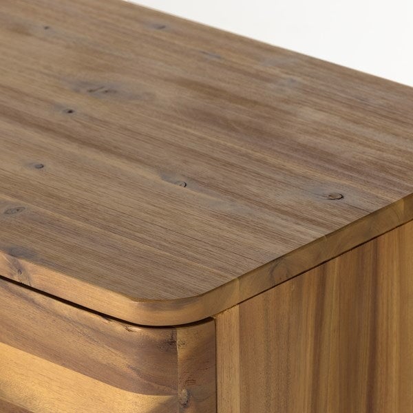 Mallory 6 Drawer Dresser in light acacia - top corner detail