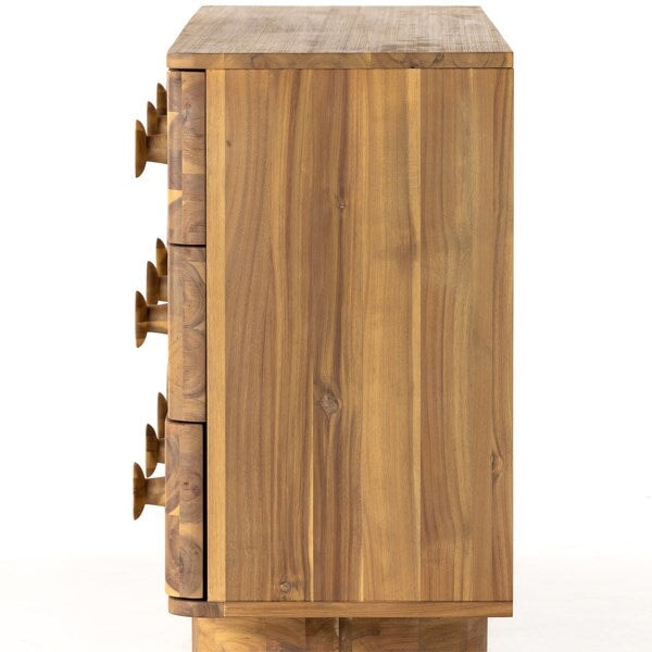 Mallory 6 Drawer Dresser in light acacia - side view