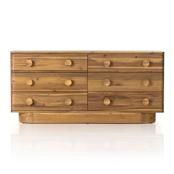 Mallory 6 Drawer Dresser in light acacia front view
