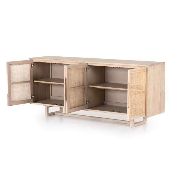 CLARITA SIDEBOARD | WHITE WASH MANGO | FOUR HANDS | CANE CABINET, MEDIA CONSOLE, CREDENZA