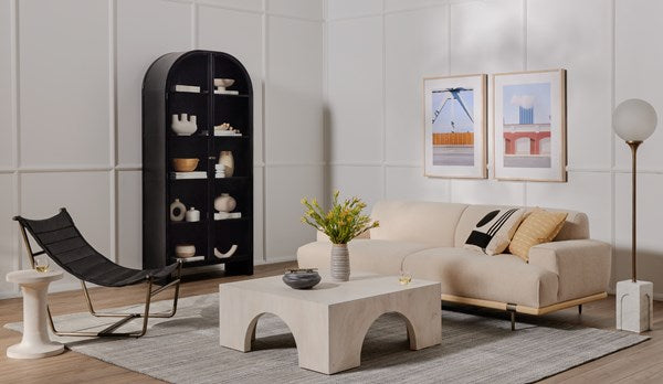 Breya cabinet styled in a living room