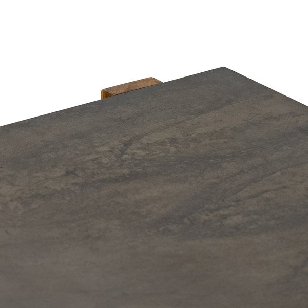 Bingham Media Console in distressed iron and rustic oak