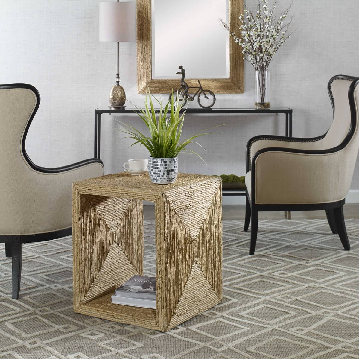 Rora banana leaf side table styled