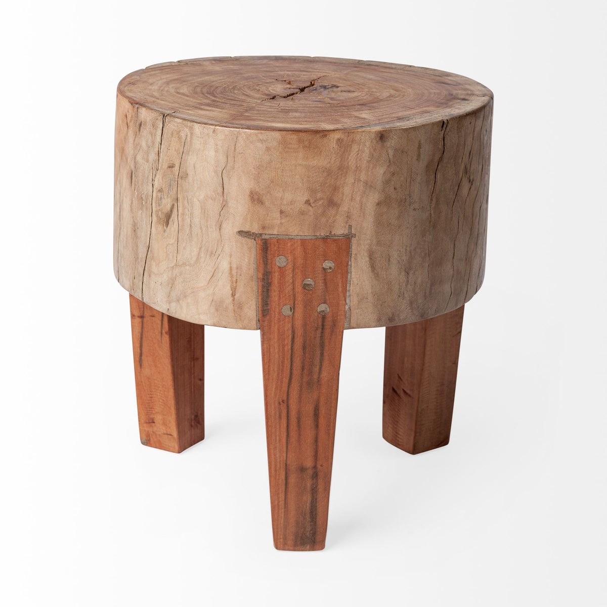 Asco Rustic Wood Stool: Table Leg Vew-15" Height