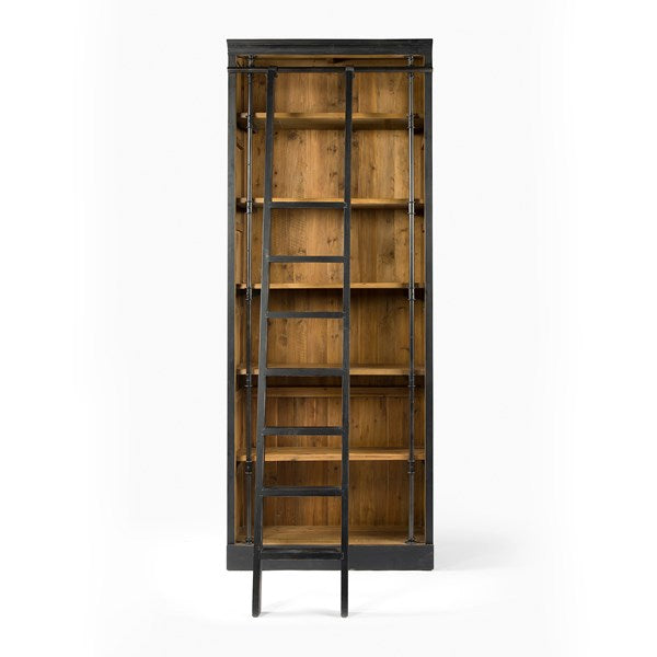Ivy reclaimed wood bookcase with ladder