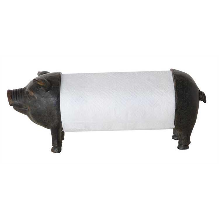 Metal and Resin Pig Paper Towel Holder - City Home - Portland Oregon - Furniture and Home Decor