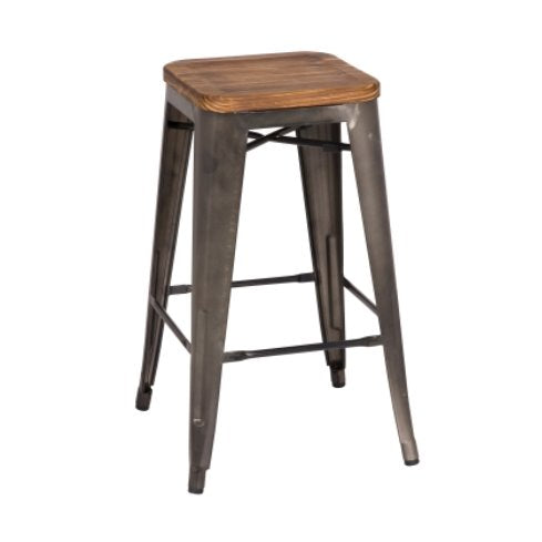Metropolis Wood Seat Backless Stool