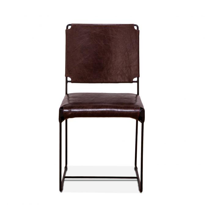 New York Iron and Chocolate Leather Dining Chair