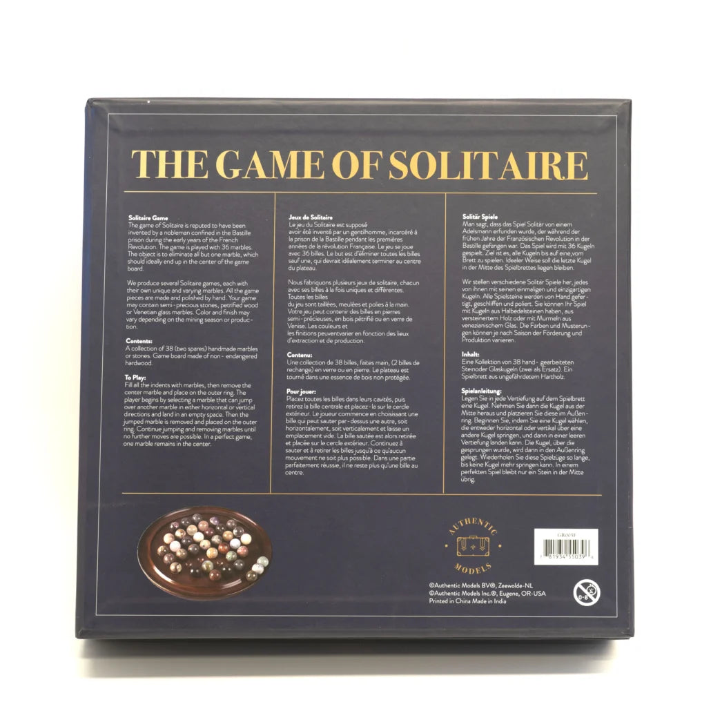 Stone Marble Solitaire Game - House of Marbles US